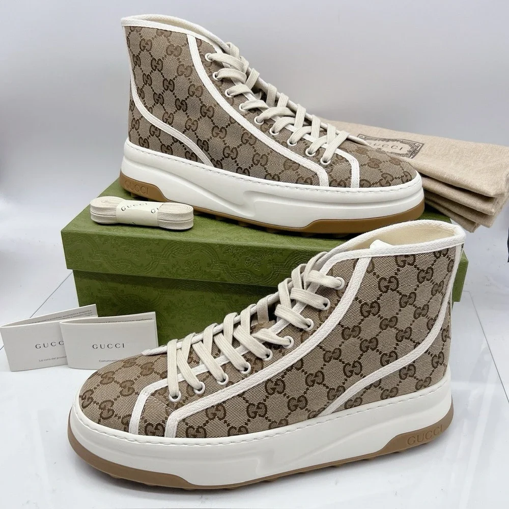 Gucci TENNIS 1977 TRECK HIGH GG JACQUARD SNEAKER Interlocking Mens UK 11 US 11.5